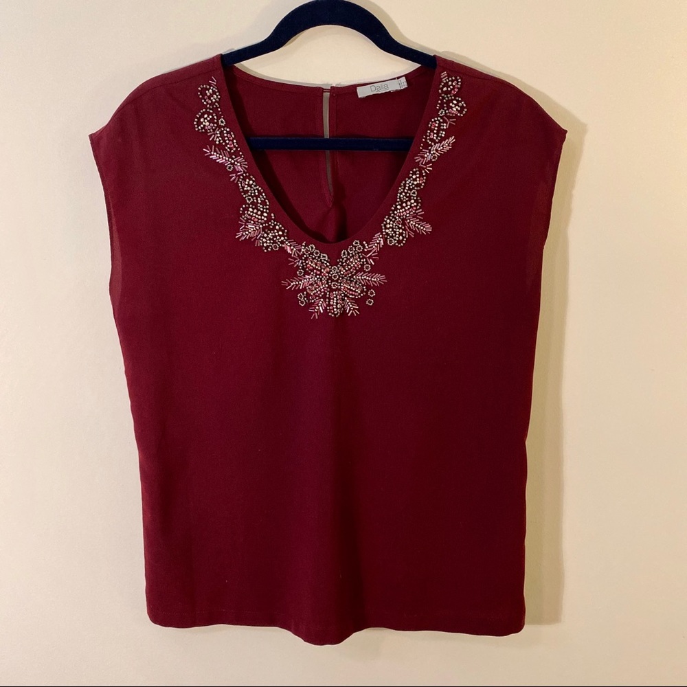 Embroidered Neckline Blouse